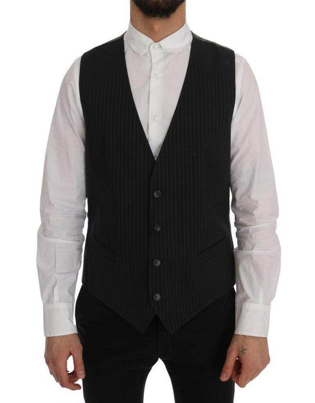 Dolce & Gabbana Gray STAFF Cotton Striped Vest - Hilstor
