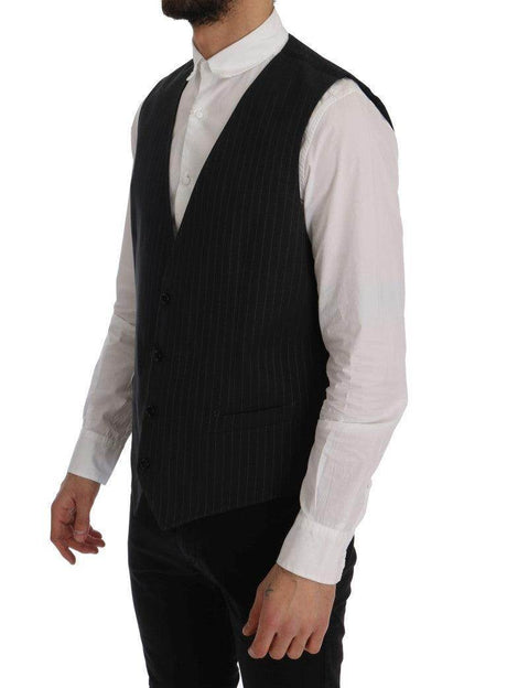 Dolce & Gabbana Gray STAFF Cotton Striped Vest - Hilstor