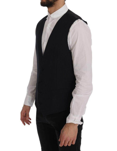 Dolce & Gabbana Black STAFF Wool Striped Vest - Hilstor