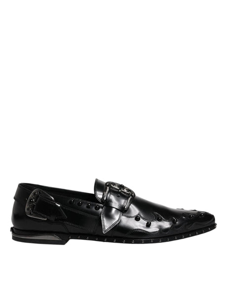 Dolce & Gabbana Black Embellished Derby Monk Strap Shoes - Hilstor