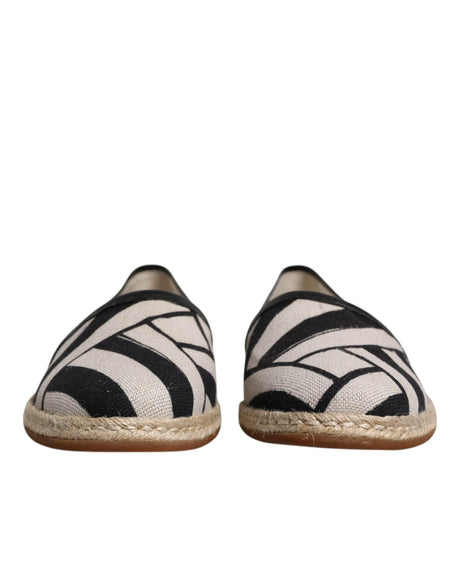 Dolce & Gabbana Black White Stripes Slip On Espadrille Shoes - Hilstor