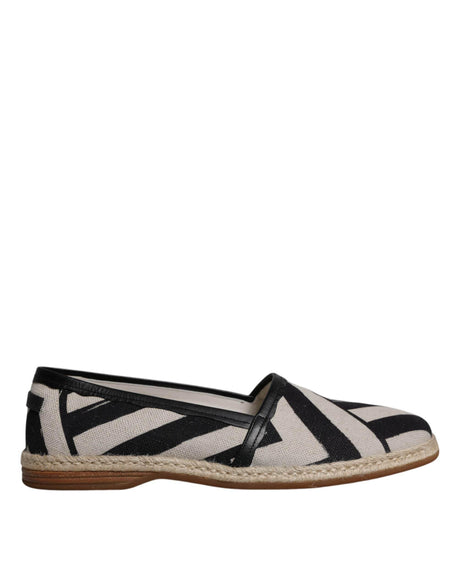 Dolce & Gabbana Black White Stripes Slip On Espadrille Shoes - Hilstor