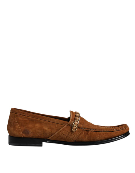 Dolce & Gabbana Brown Suede Leather Loafers Dress Shoes - Hilstor