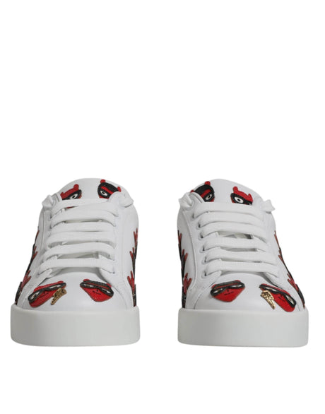 Dolce & Gabbana White Devil Face Portofino Sneakers Shoes - Hilstor