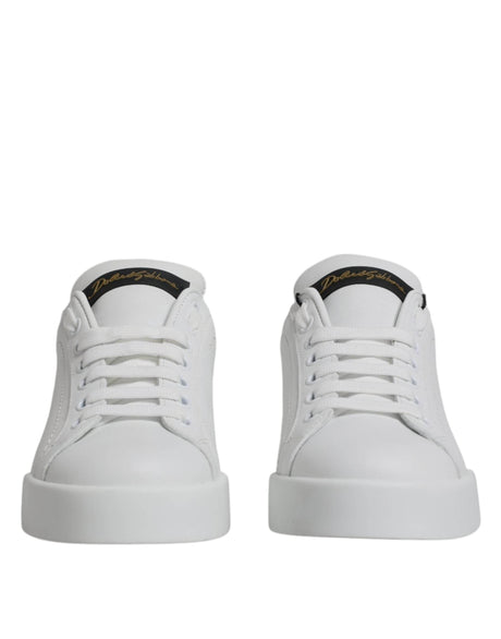 Dolce & Gabbana White Leather Classic Low Top Sneakers Shoes - Hilstor