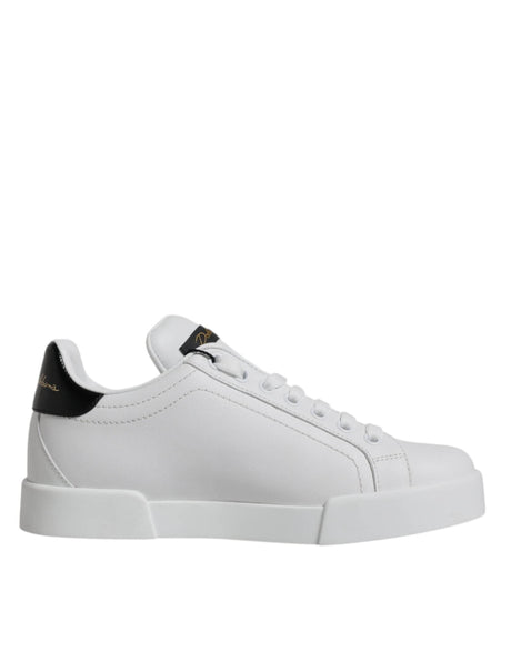 Dolce & Gabbana White Leather Classic Low Top Sneakers Shoes - Hilstor