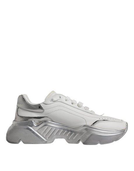Dolce & Gabbana White Silver Daymaster Low Top Sneakers Shoes - Hilstor