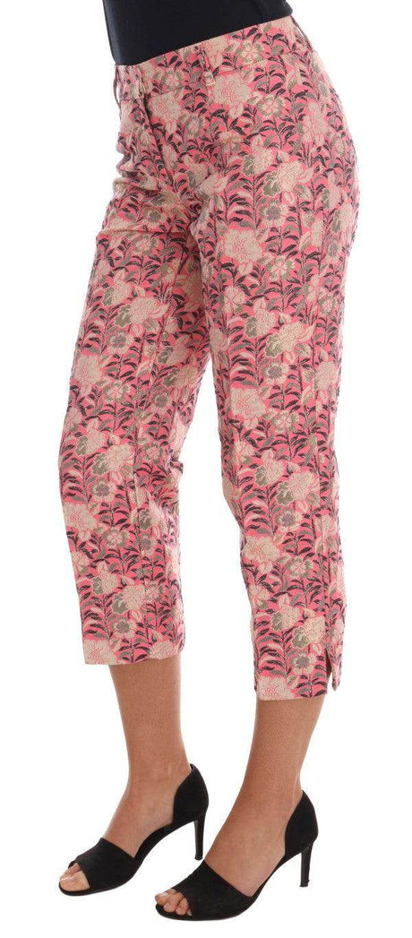 Dolce & Gabbana Pink Floral Brocade Capri Pants - Hilstor