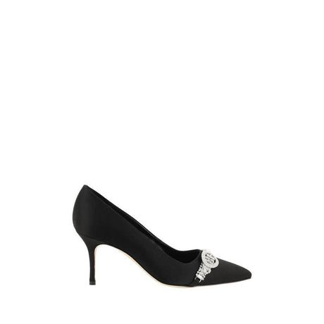 Manolo Blahnik Black Asapump Satin Pumps - Hilstor