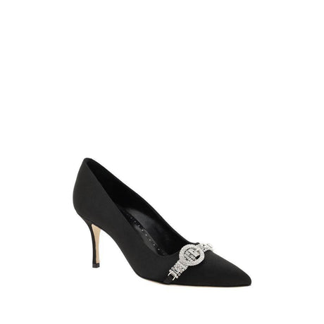 Manolo Blahnik Black Asapump Satin Pumps - Hilstor