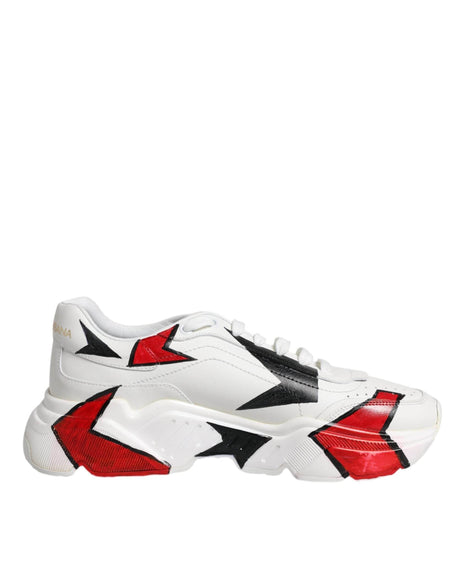 Dolce & Gabbana White Daymaster Hand Painted Sneakers Shoes - Hilstor