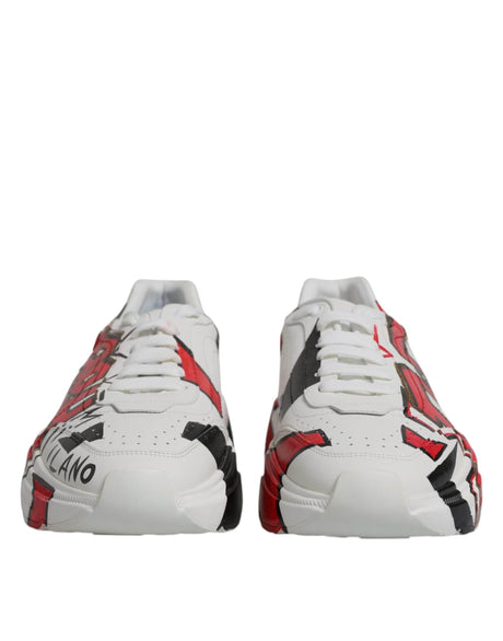 Dolce & Gabbana White Daymaster Hand Painted Sneakers Shoes - Hilstor