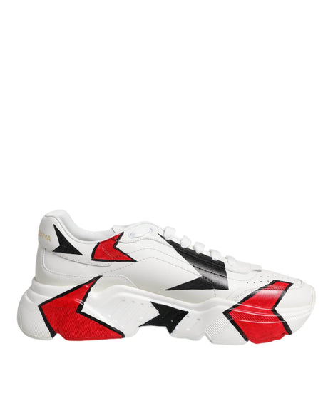 Dolce & Gabbana White Daymaster Hand Painted Sneakers Shoes - Hilstor
