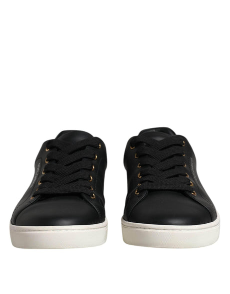 Dolce & Gabbana Black Leather Logo London Sneaker Shoes - Hilstor