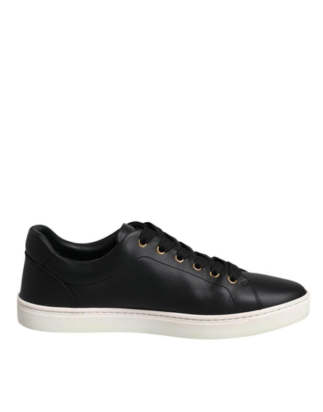 Dolce & Gabbana Black Leather Logo London Sneaker Shoes - Hilstor