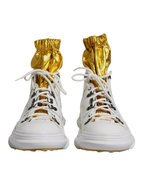 Dolce & Gabbana White Nylon Galileo High Top Sneakers Shoes - Hilstor