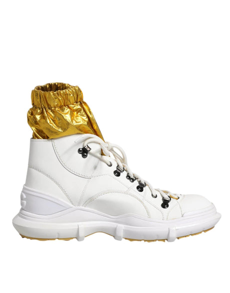 Dolce & Gabbana White Nylon Galileo High Top Sneakers Shoes - Hilstor