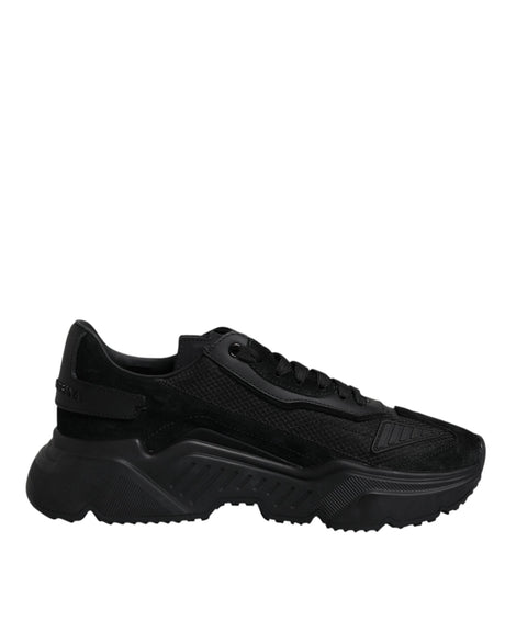 Dolce & Gabbana Black Leather Daymaster Low Top Sneakers Shoes - Hilstor