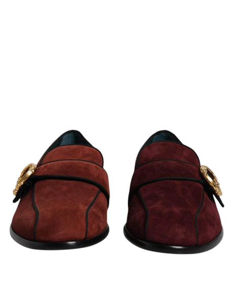 Dolce & Gabbana Bordeaux Suede Loafers Formal Men Dress Shoes - Hilstor