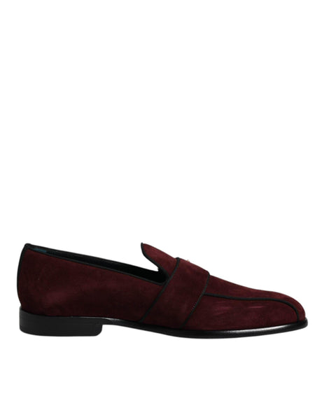 Dolce & Gabbana Bordeaux Suede Loafers Formal Men Dress Shoes - Hilstor