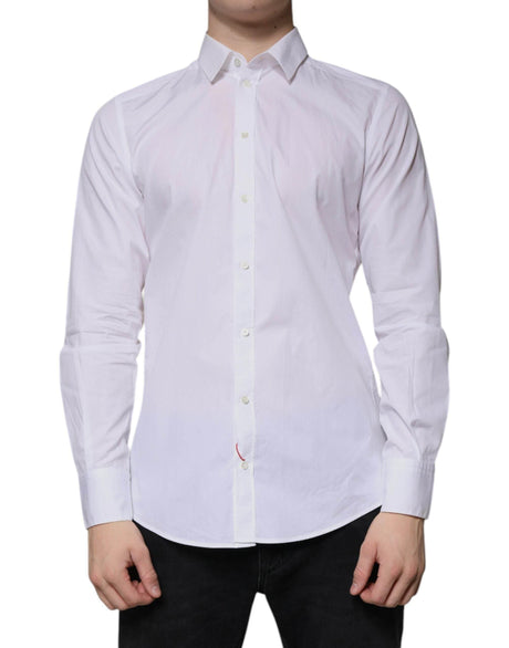 Dolce & Gabbana White Cotton Long Sleeve Formal Dress Shirt - Hilstor