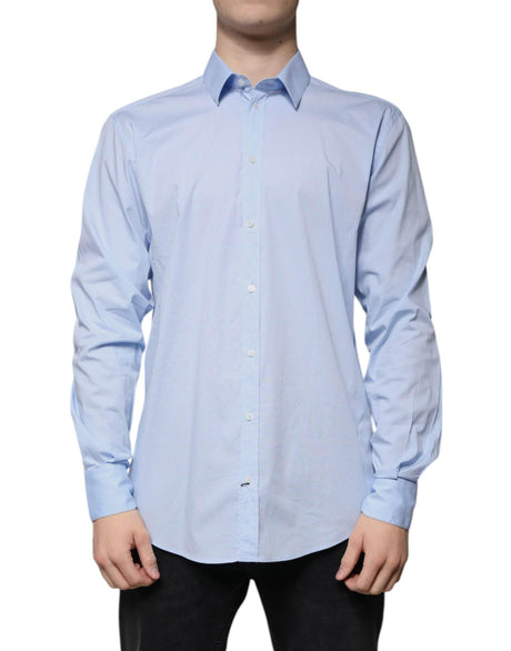 Dolce & Gabbana Light Blue Cotton Slim Fit MARTINI Dress Shirt - Hilstor