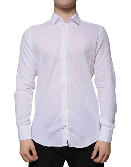 Dolce & Gabbana White Cotton Slim Fit Men Formal Dress Shirt - Hilstor