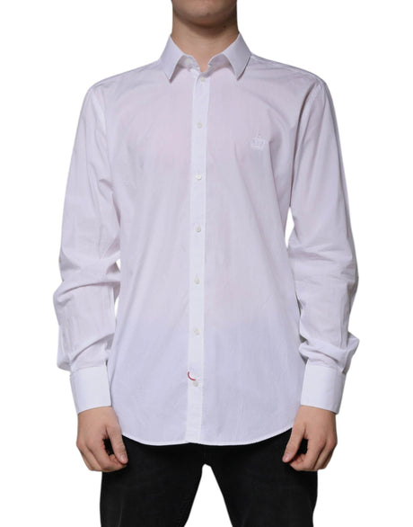 Dolce & Gabbana White Cotton Slim Fit MARTINI Dress Shirt - Hilstor