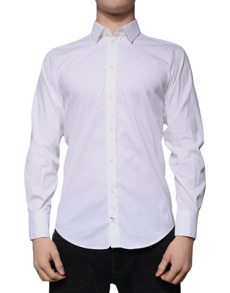 Dolce & Gabbana White Cotton Blend Formal MARTINI Shirt - Hilstor