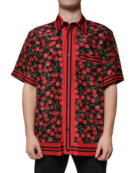 Dolce & Gabbana Black Cherry Silk Button Down Casual Shirt - Hilstor