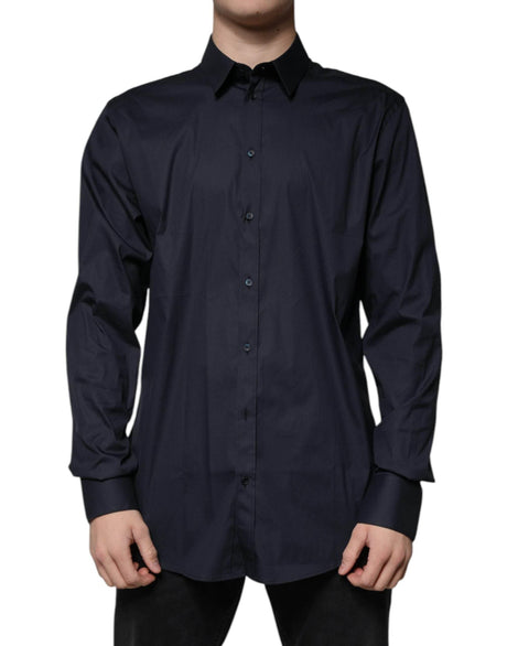 Dolce & Gabbana Black Cotton Blend Formal GOLD Dress Shirt - Hilstor