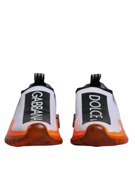 Dolce & Gabbana White Orange Slip On Sorrento Sneakers Shoes - Hilstor