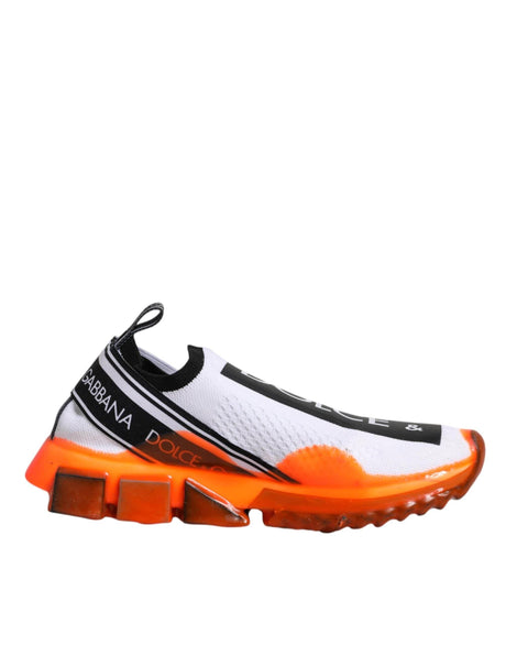 Dolce & Gabbana White Orange Slip On Sorrento Sneakers Shoes - Hilstor