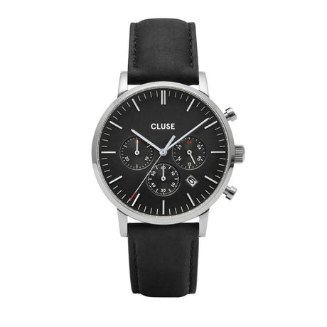 Cluse Black Leather Watch - Hilstor