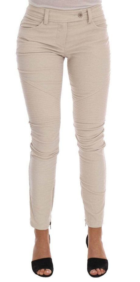 Ermanno Scervino Beige Slim Jeans Corduroy Skinny Pants - Hilstor