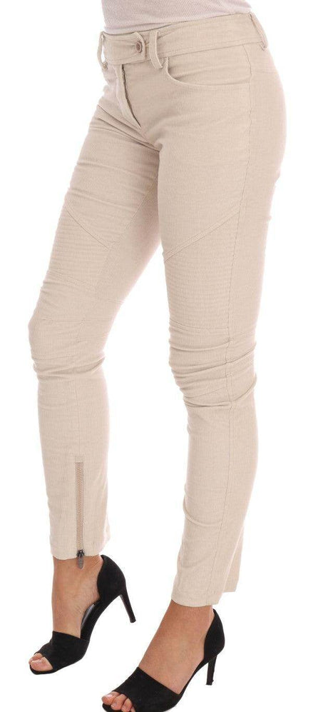 Ermanno Scervino Beige Slim Jeans Corduroy Skinny Pants - Hilstor