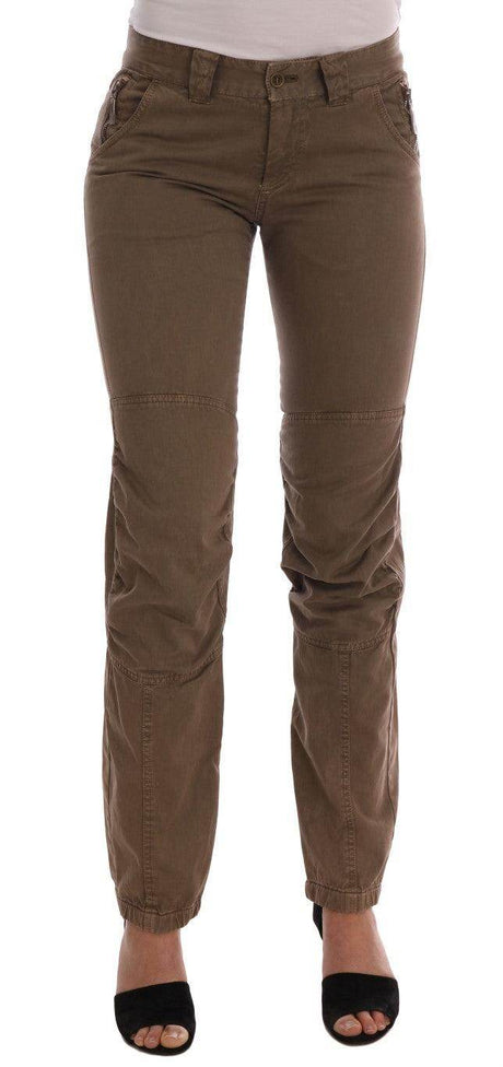 Ermanno Scervino Brown Cotton Casual Slim Fit Pants - Hilstor