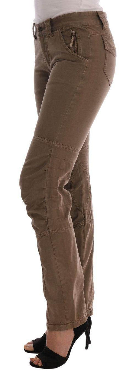 Ermanno Scervino Brown Cotton Casual Slim Fit Pants - Hilstor