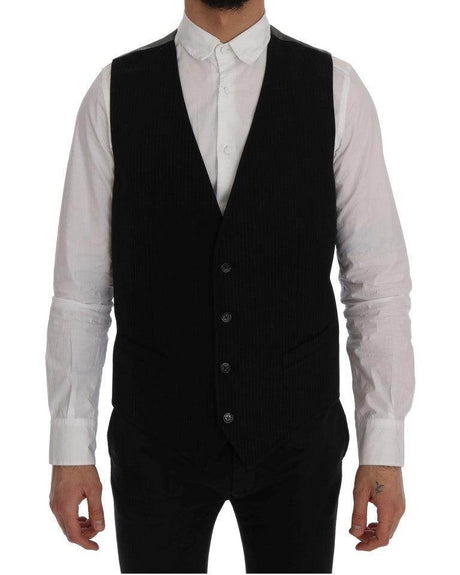 Dolce & Gabbana Black STAFF Cotton Rayon Vest - Hilstor