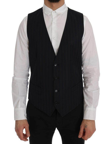 Dolce & Gabbana Blue Wool Stretch Vest - Hilstor