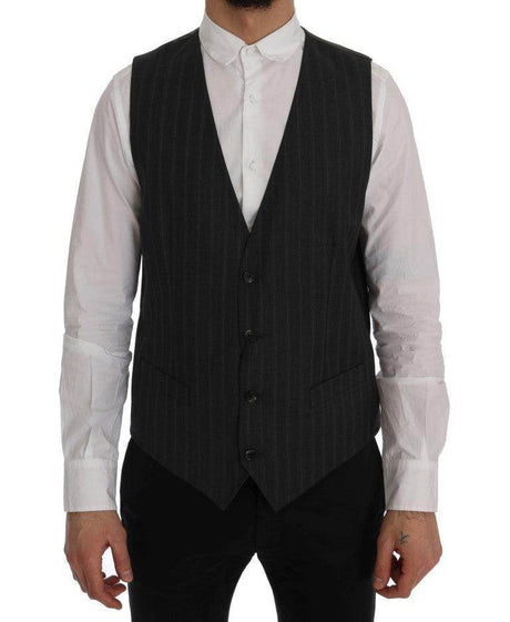 Dolce & Gabbana Gray STAFF Wool Stretch Vest - Hilstor