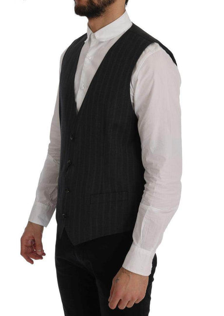Dolce & Gabbana Gray STAFF Wool Stretch Vest - Hilstor