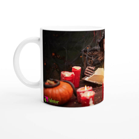 11oz Ceramic Mug - Halloween with a colored rim, inside, and handle - Hilstor
