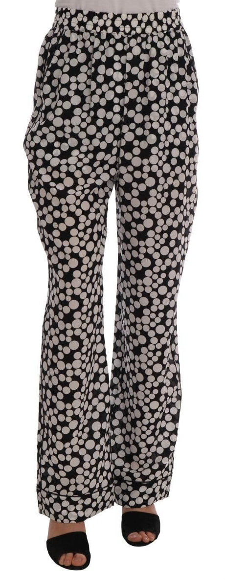 Dolce & Gabbana Black White Polka Dottes Silk Pants - Hilstor