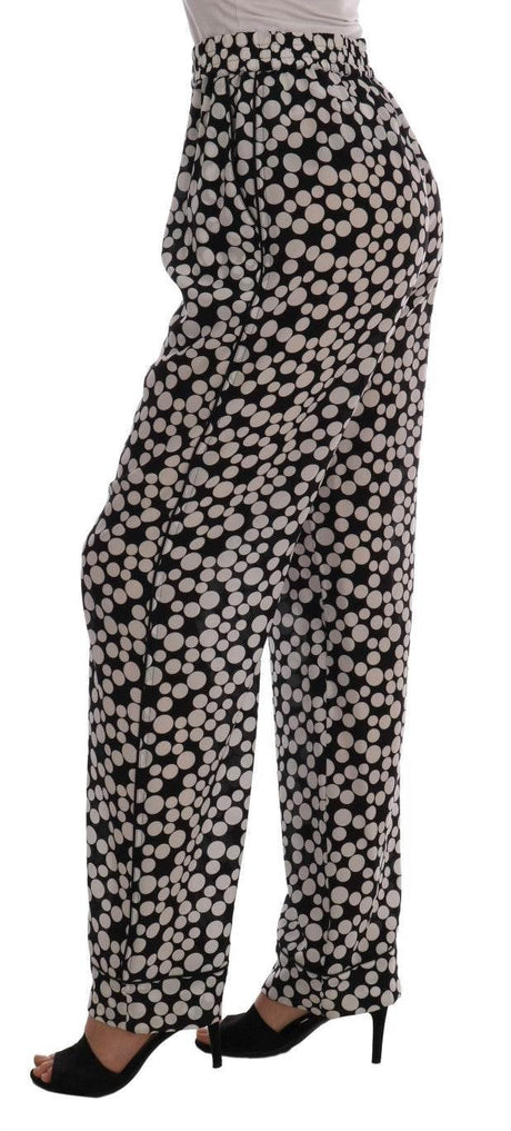 Dolce & Gabbana Black White Polka Dottes Silk Pants - Hilstor