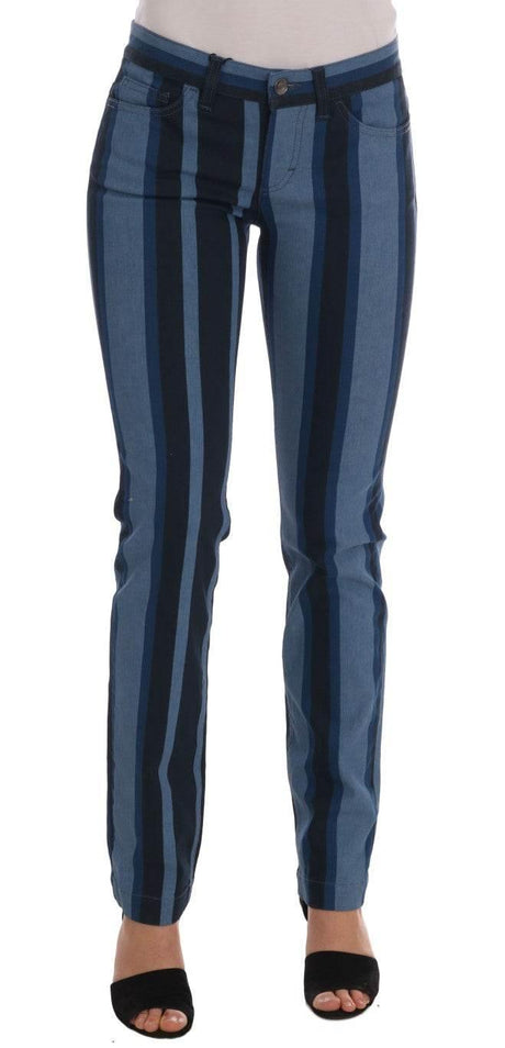 Dolce & Gabbana Blue GIRLY Striped Cotton Jeans - Hilstor