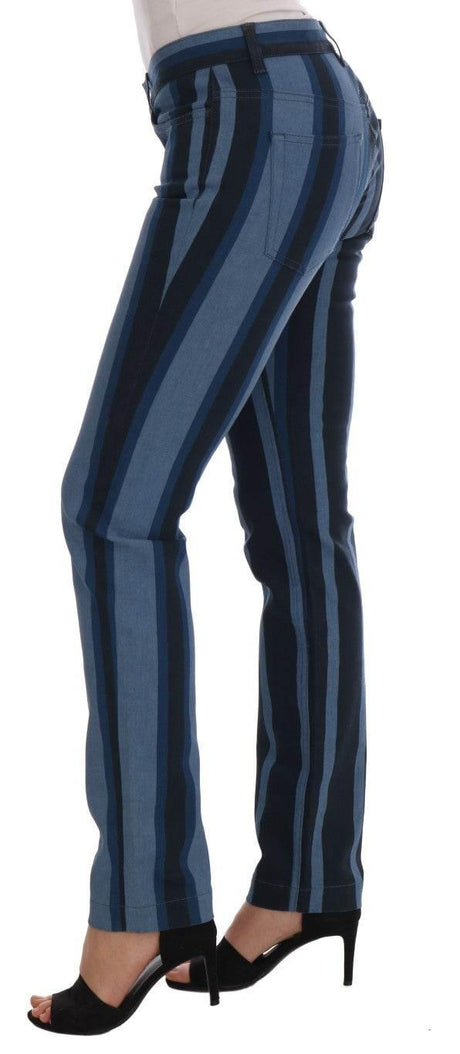 Dolce & Gabbana Blue GIRLY Striped Cotton Jeans - Hilstor
