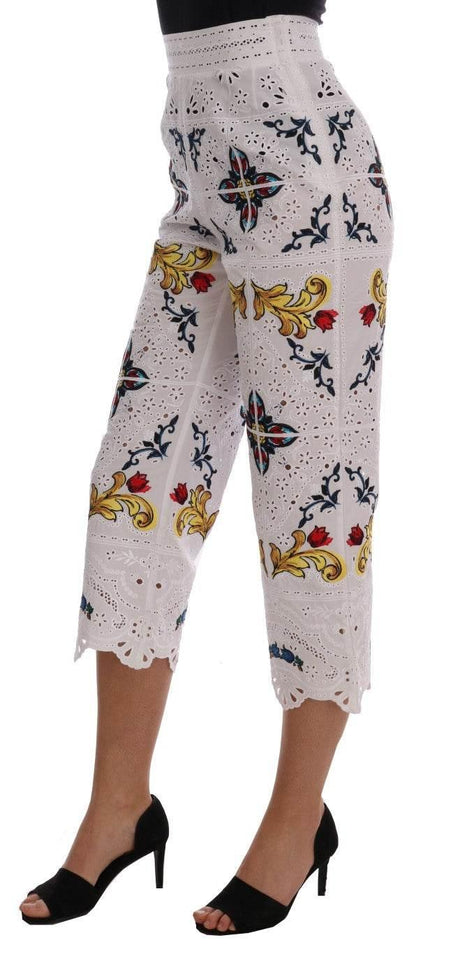Dolce & Gabbana Mulicolor Majolica Cutout Capri Pants - Hilstor