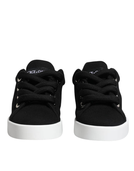 Dolce & Gabbana Black Portofino Low Top Sneakers Shoes - Hilstor