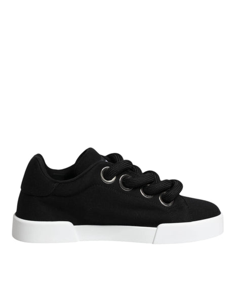 Dolce & Gabbana Black Portofino Low Top Sneakers Shoes - Hilstor